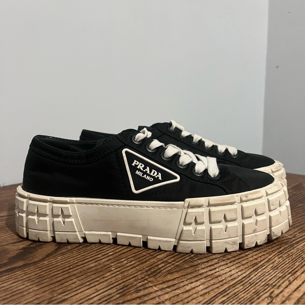 PRADA Gabardine Wheel Platform Re Nylon Sneakers Size 38.5 EU, 8 US, 6 UK